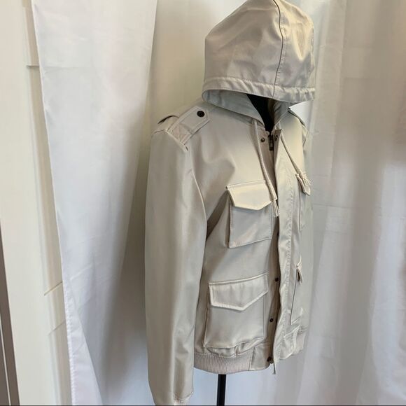 MOTO Cream faux leather hooded jacket size small - Picture 2 of 13